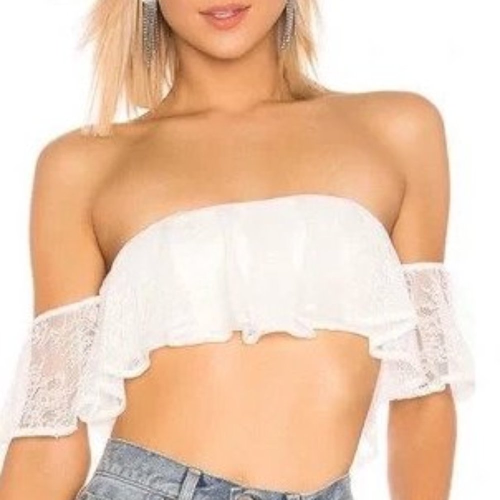 Michael Costello x REVOLVE Lace Denise Crop Blouse